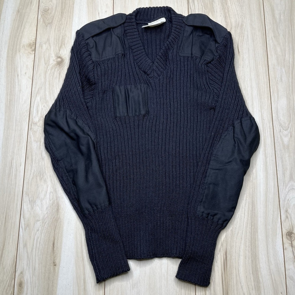 Brigade Quartermasters Woolly Pulley Ribbed Wool Sweater Patches Mens Sz 38